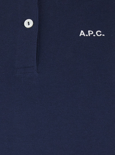 A.P.C. Women 'Oceane' Blue Polo Shirt With Classic Collar And Logo Embroidery On The Front In Cotton Woman