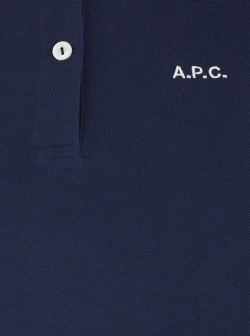 A.P.C. Women 'Oceane' Blue Polo Shirt With Classic Collar And Logo Embroidery On The Front In Cotton Woman