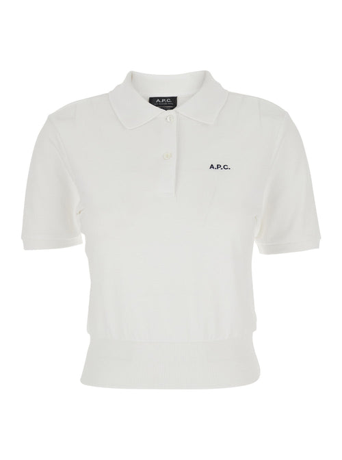 A.P.C. Women 'Oceane' White Polo Shirt With Classic Collar And Logo Embroidery On The Front In Cotton Woman