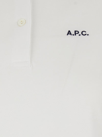 A.P.C. Women 'Oceane' White Polo Shirt With Classic Collar And Logo Embroidery On The Front In Cotton Woman