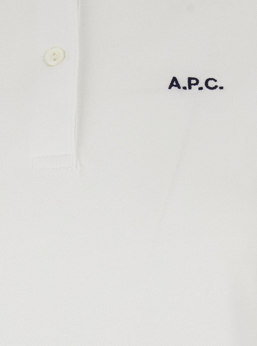 A.P.C. Women 'Oceane' White Polo Shirt With Classic Collar And Logo Embroidery On The Front In Cotton Woman
