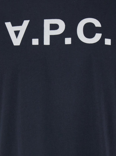 A.P.C. Women Blue Crewneck T-Shirt With Logo On The Front In Cotton Woman