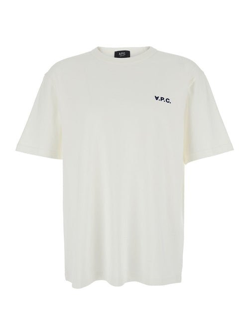 A.P.C. Men White Crewneck T-Shirt With Logo Embroidered On The Front In Cotton Man
