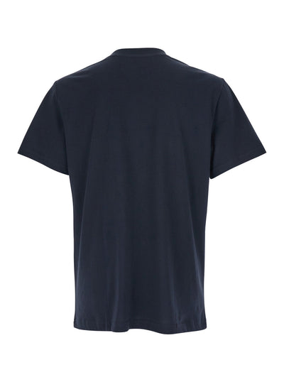 A.P.C. Men Blue Crewneck T-Shirt With Logo On The Front In Cotton Man
