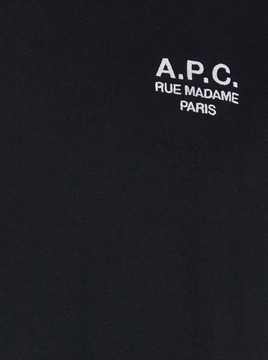 A.P.C. Men Black Crewneck T-Shirt With Logo Embroidered On The Front In Cotton Man