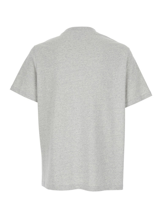 A.P.C. Men Grey Crewneck T-Shirt With Logo Embroidered On The Front In Cotton Man