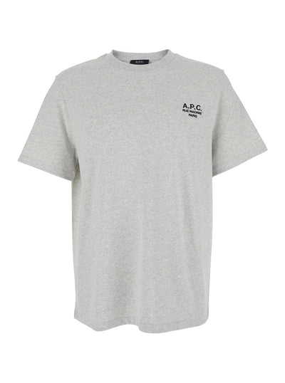 A.P.C. Women Grey Crewneck T-Shirt With Logo Embroidered On The Front In Cotton Woman