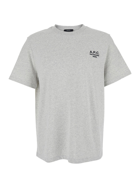 A.P.C. Women Grey Crewneck T-Shirt With Logo Embroidered On The Front In Cotton Woman