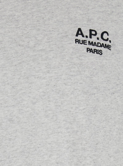 A.P.C. Women Grey Crewneck T-Shirt With Logo Embroidered On The Front In Cotton Woman