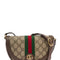 Gucci Women 'Ophidia' Mini Beige And Ebony Crossbody Bag With Web Detail In Gg Supreme Canvas Woman