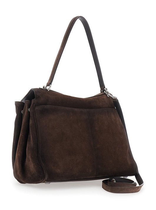 Balenciaga Women 'Rodeo Medium' Brown Shoulder Bag With Removable Shoulder Strap In Suede Woman