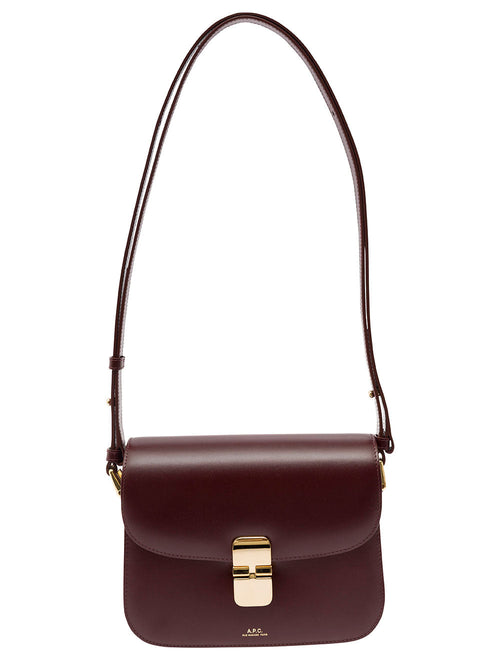 A.P.C. Women 'Grace' Bordeaux Small Crossbody Bag With Adjustable Shoulder Strap And Embossed Logo Lettering On The Front In Leather Woman