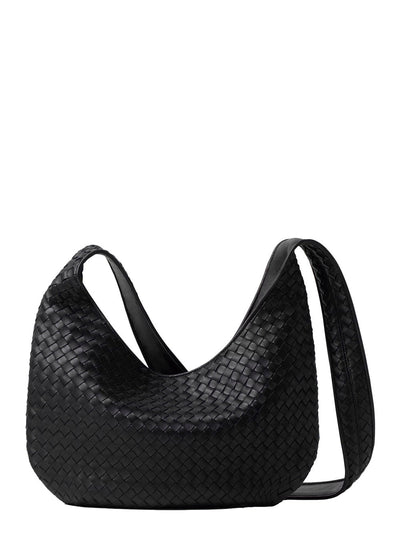 Bottega Veneta Men Black Crossbody Bag With Top Zip Closure And Intrecciato Motif In Leather Man