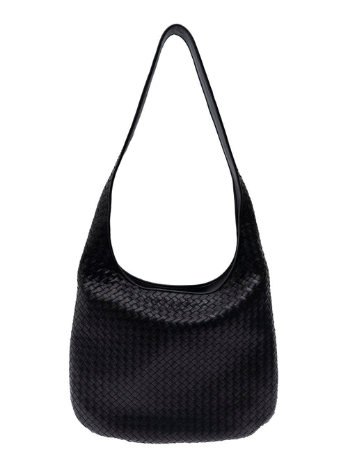 Bottega Veneta Men Black Crossbody Bag With Intrecciato Motif And Shoulder Strap In Leather Woman