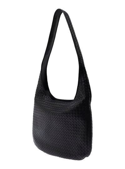 Bottega Veneta Men Black Crossbody Bag With Intrecciato Motif And Shoulder Strap In Leather Woman