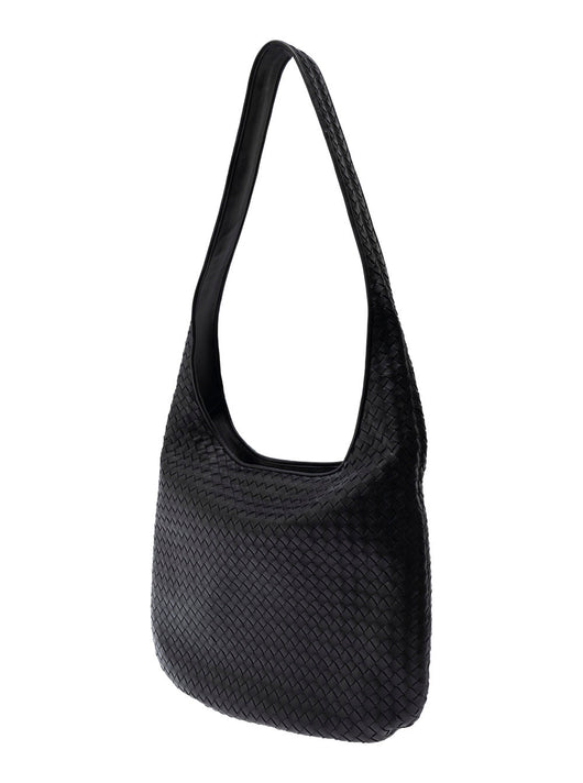 Bottega Veneta Men Black Crossbody Bag With Intrecciato Motif And Shoulder Strap In Leather Woman