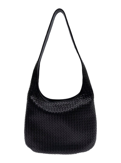 Bottega Veneta Men Black Crossbody Bag With Intrecciato Motif And Shoulder Strap In Leather Woman