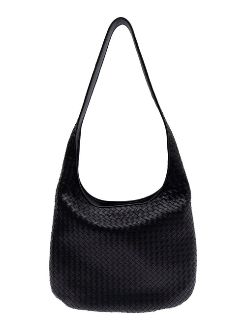 Bottega Veneta Men Black Crossbody Bag With Intrecciato Motif And Shoulder Strap In Leather Woman