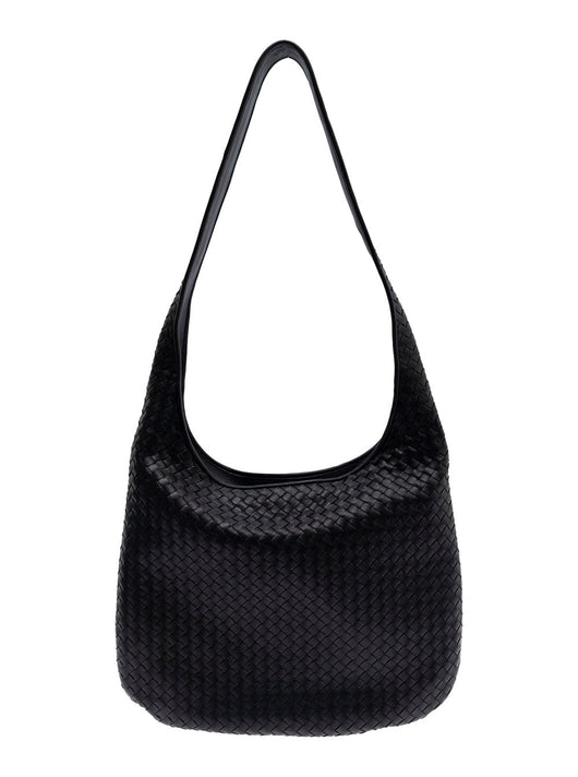 Bottega Veneta Men Black Crossbody Bag With Intrecciato Motif And Shoulder Strap In Leather Woman