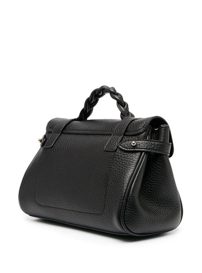Mulberry Women 'Alexa' Black Mini Handbag With Adjustable And Removable Shoulder Strap And Braided Handle In Grained Leather Woman