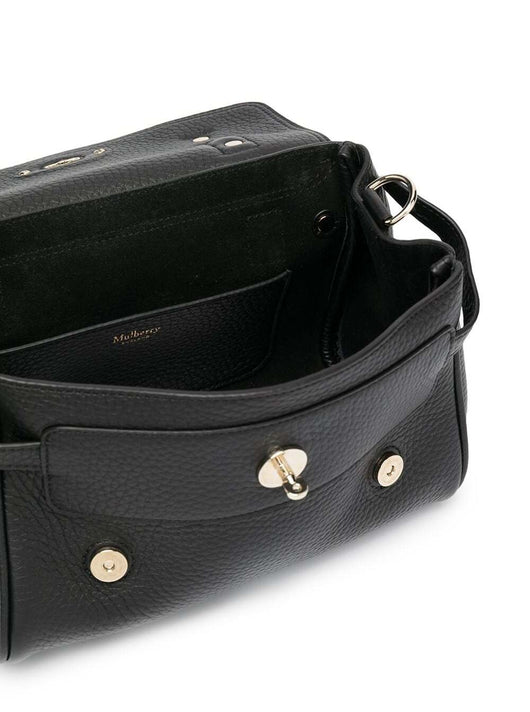 Mulberry Women 'Alexa' Black Mini Handbag With Adjustable And Removable Shoulder Strap And Braided Handle In Grained Leather Woman