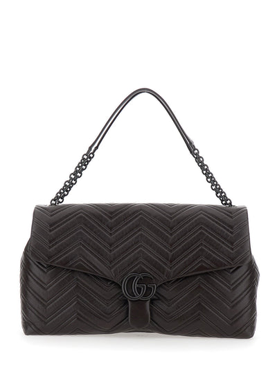 Gucci Women Brown Crossbody Bag With Sliding Chain-Link Shoulder Strap And Gg Plaque On The Front In Leather Woman