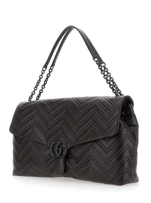 Gucci Women Brown Crossbody Bag With Sliding Chain-Link Shoulder Strap And Gg Plaque On The Front In Leather Woman