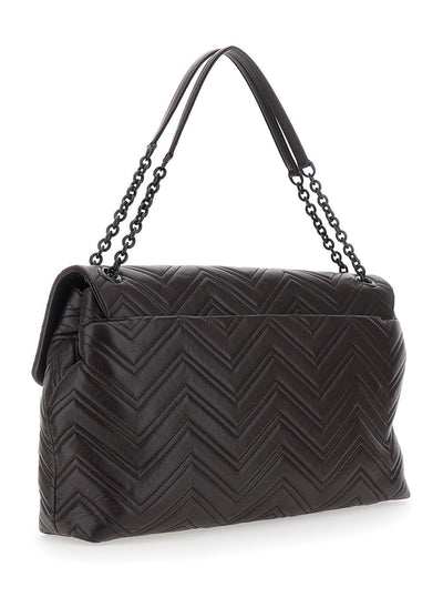 Gucci Women Brown Crossbody Bag With Sliding Chain-Link Shoulder Strap And Gg Plaque On The Front In Leather Woman