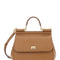 Dolce & Gabbana Women 'Sicily' Beige Medium Handbag With Adjustable And Removable Shoulder Strap And Logo Plaque On The Front In Grained Leather Woman