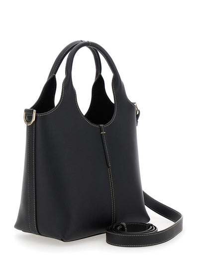 Tod's Women 'Ebr Mini' Black Shoulder Bag With Logo Metal Plate In Leather Woman