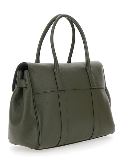 Mulberry Women 'Bayswater' Green Handbag With Twist-Lock Closure In Grained Leather Woman