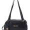 Versace Women 'Tag Bowling' Black Shoulder Bag With Metallic Logo Lettering And Medusa Head Pendant In Leather Woman