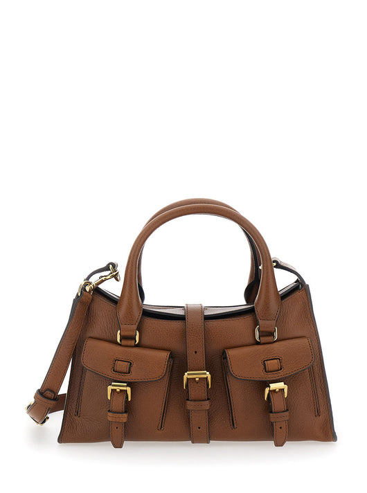 Mulberry Women 'Roxanne' Brown Small Handbag With Adjustable And Removable Shoulder Strap And Two Front Pockets In Leather Woman