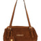 Versace Women 'Tag Bowling' Brown Shoulder Bag With Metallic Logo Lettering And Medusa Head Pendant In Suede Woman