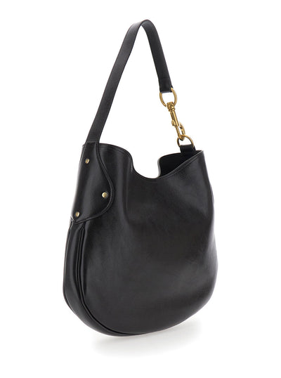 Mulberry Women 'Hackney' Black Shoulder Bag With Shoulder Strap With Snap Hook In Leather Woman