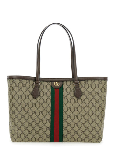 Gucci Women 'Ophidia' Beige Shopper With All-Over Gg Supreme Motif In Fabric Woman