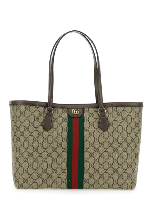 Gucci Women 'Ophidia' Beige Shopper With All-Over Gg Supreme Motif In Fabric Woman