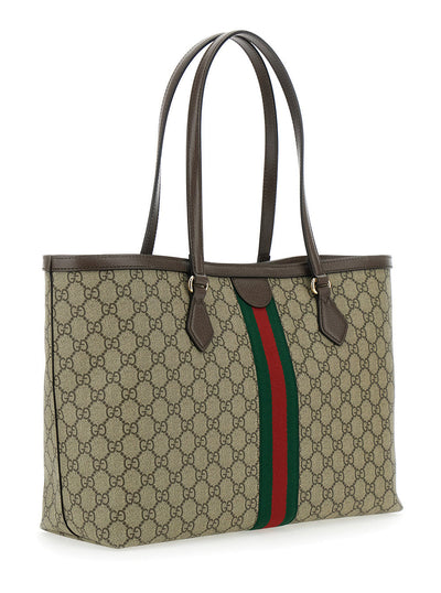 Gucci Women 'Ophidia' Beige Shopper With All-Over Gg Supreme Motif In Fabric Woman