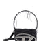 Diesel Women '1Dr' Black Shoulder Bag With Oval D Plaque With Rhinestones And Fringed Edges In Cotton And Leather Blend Woman