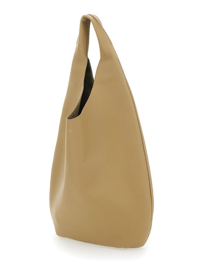 A.P.C. Women 'Le Neige' Beige Shoulder Bag With Embossed Logo On The Front In Hammered Leather Woman