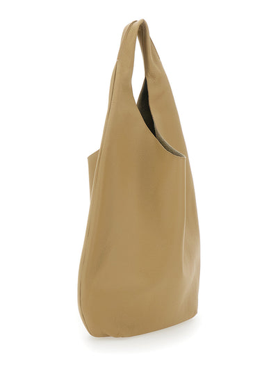 A.P.C. Women 'Le Neige' Beige Shoulder Bag With Embossed Logo On The Front In Hammered Leather Woman