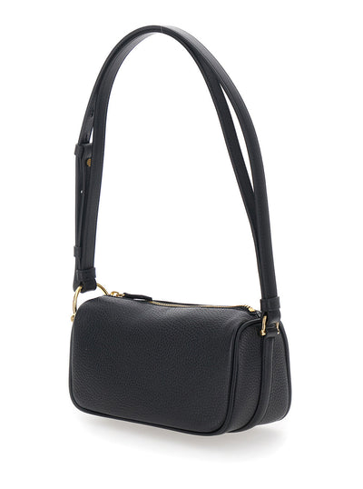 Gucci Women 'Half Horsebit' Black Mini Bag With Half Horsebit Detail And Adjustable And Removable Shoulder Strap In Grained Leather Woman