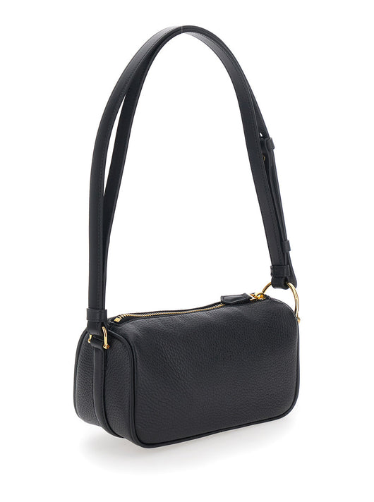 Gucci Women 'Half Horsebit' Black Mini Bag With Half Horsebit Detail And Adjustable And Removable Shoulder Strap In Grained Leather Woman