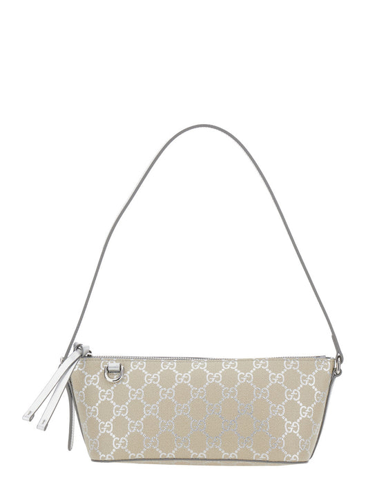 Gucci Women 'Emblem' Metallic Mnii Bag With Adjustable Shoulder Strap And Padlock Detail On The Front In Gg Canvas Woman