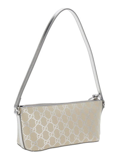Gucci Women 'Emblem' Metallic Mnii Bag With Adjustable Shoulder Strap And Padlock Detail On The Front In Gg Canvas Woman