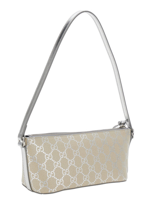Gucci Women 'Emblem' Metallic Mnii Bag With Adjustable Shoulder Strap And Padlock Detail On The Front In Gg Canvas Woman