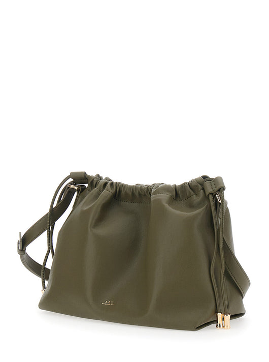 A.P.C. Women Green Crossbody Bag With Logo Lettering On The Front And Drawstring Closure In Ecoleather Woman