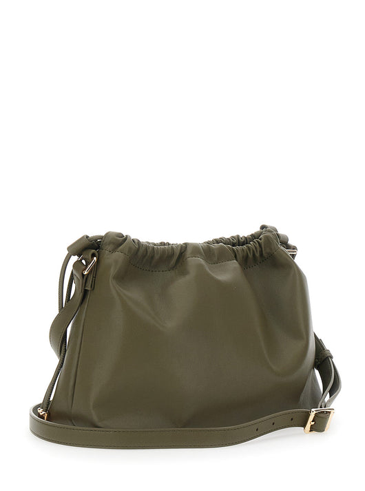 A.P.C. Women Green Crossbody Bag With Logo Lettering On The Front And Drawstring Closure In Ecoleather Woman