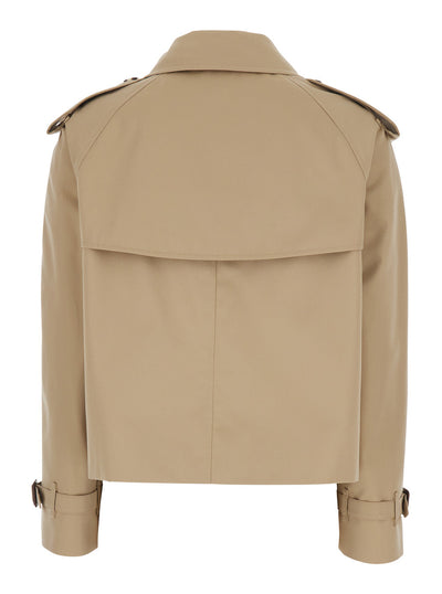 Burberry Women 'Haltye' Beige Double-Breasted Short Trench Coat With Classic Collar And Side Pockets In Cotton Woman