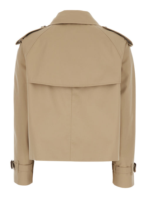 Burberry Women 'Haltye' Beige Double-Breasted Short Trench Coat With Classic Collar And Side Pockets In Cotton Woman